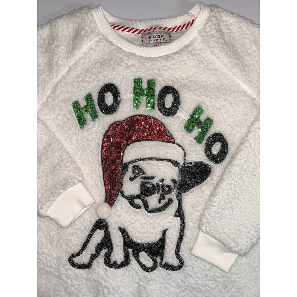 Merry Christmas Poof New York HO HO HO Dog In Santa Hat Women’s Size M Sweater - Picture 1 of 7